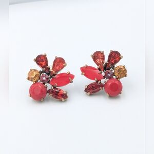 Red rhinestone J Crew stud earrings